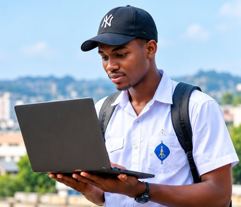 Étudiant GRME travaillant sur un ordinateur portable